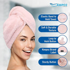 KEEPOZ Hair Towel Wrap Quick Dry 100% Cotton Super Absorbent Turban Head Wrap - Image 6