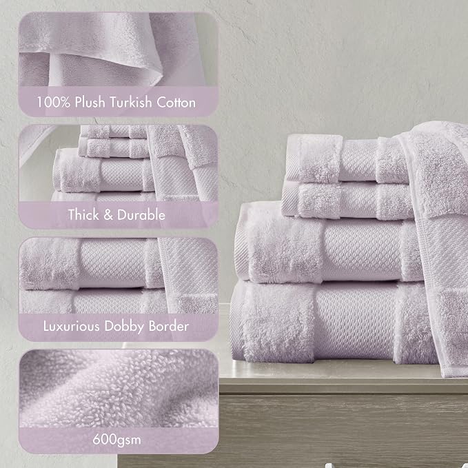 Madison Park Turkish 100% Cotton Towel Set, 600Gsm Luxury Premium Weight - Image 4