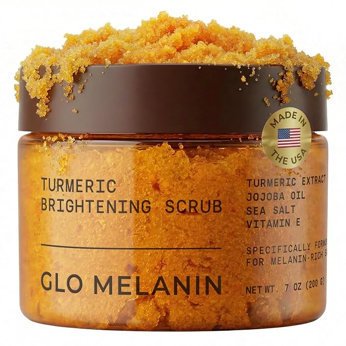 GLO Melanin Turmeric Scrub for Dark Spots, Brightening Inner Thighs Bikini Area by GLOMELANIN