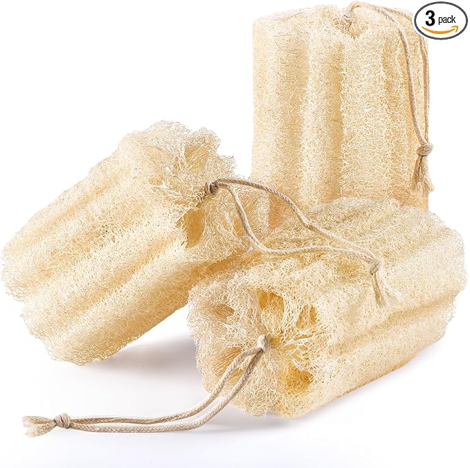 3PCS Egyptian Natural Loofah Exfoliating Body Scrubber, Natural Real Egyptian by Unknown