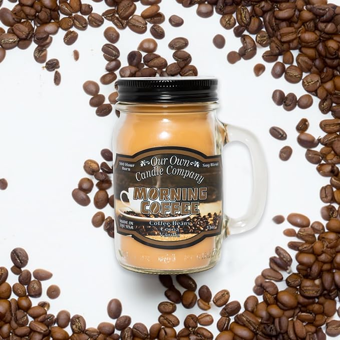 Our Own Candle Company, Morning Coffee Scented Mason Jar Candle, 100 Hour Burn - Image 3