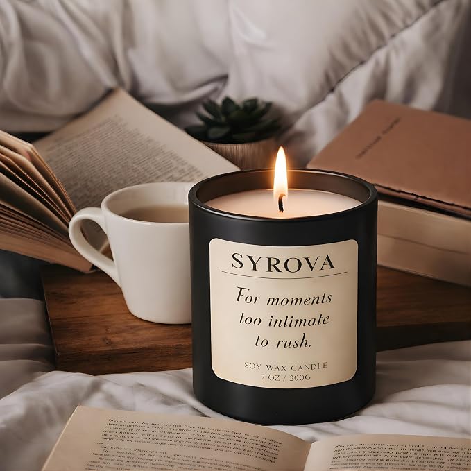 Amber & Tonka Bean Candle, Luxury Scented Soy Candle 7oz, Warm Cozy Fragrance - Image 4