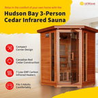 Blue Wave Hudson Bay 3-Person Cedar Corner Infrared Sauna - Image 2