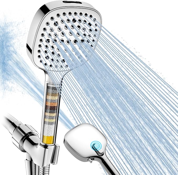 Filtered Shower Head with Handheld, High Pressure 7 Spray Showerhead with by Fitespot