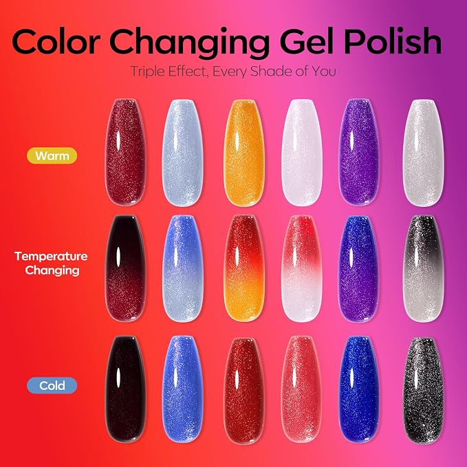 modelones Color Changing Gel Nail Polish Set, 6 Colors Temperature Changing - Image 5