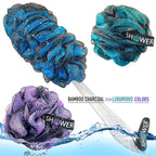 SHOWER BOUQUET Loofah-Charcoal Back-Scrubber & Bath-Sponge Color-Set // 1 - Image 4