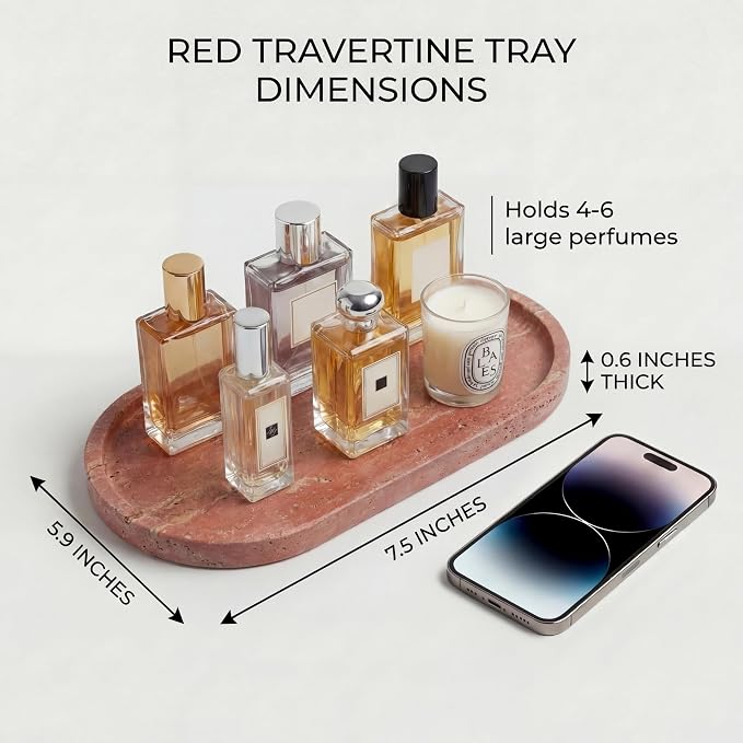 YKAJO Oval Real Marble Tray for Bathroom Kitchen Counter Stone Decorative - Image 3
