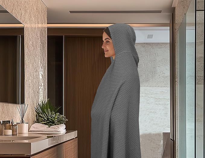 COTTON CRAFT Hooded Bath Towel – Oversized 35 x 70 Waffle Weave Towel - Image 5