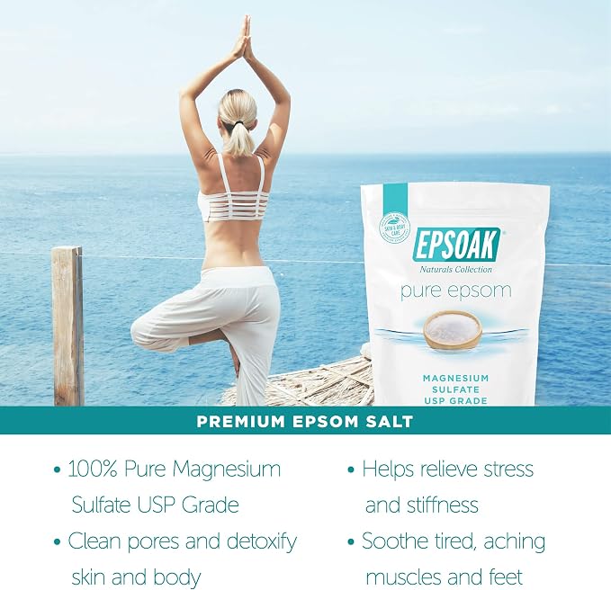 Epsoak Epsom Salt 2 lb. Magnesium Sulfate USP. Resealable Epsom Salt Bag - Image 2