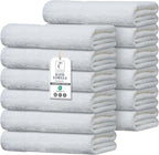 Commercial Bulk Pack of 12 Small Bath Towels – 100% Cotton Terry 24" x 46" – by TEXCRAFT
