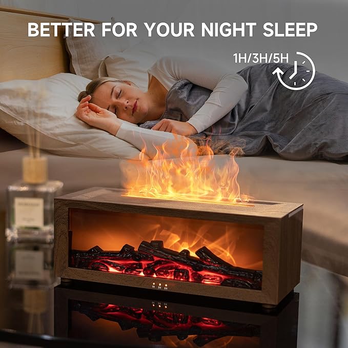 TMEHM Fireplace Flame Air Diffuser Humidifier, 7 Colors Aromatherapy Essential - Image 3