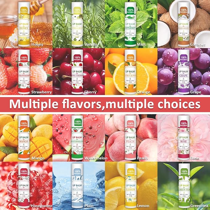 VISRIE 32 Pack Lip Balm, Natural Lip Balm Bulk - Image 2