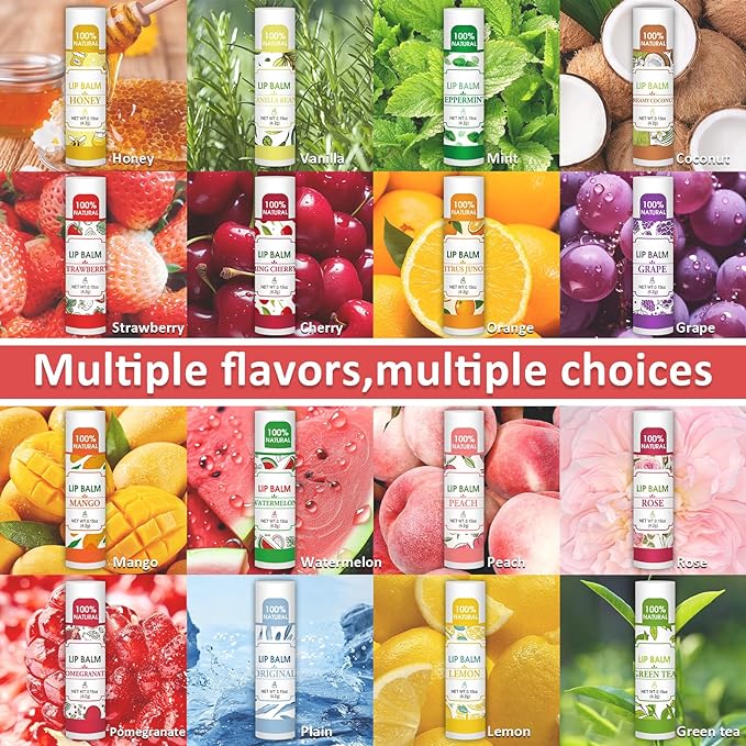 VISRIE 16 Pack Lip Balm, Natural Lip Balm Bulk - Image 2