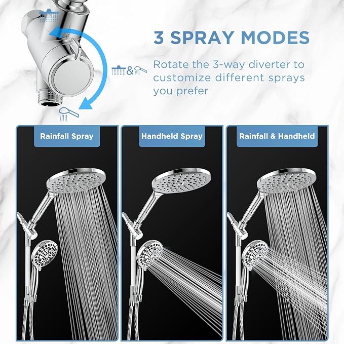 MakeFit Dual Handheld Shower Head Combo, 2-in-1 Rain Shower Heads System 8 Inch - Image 5