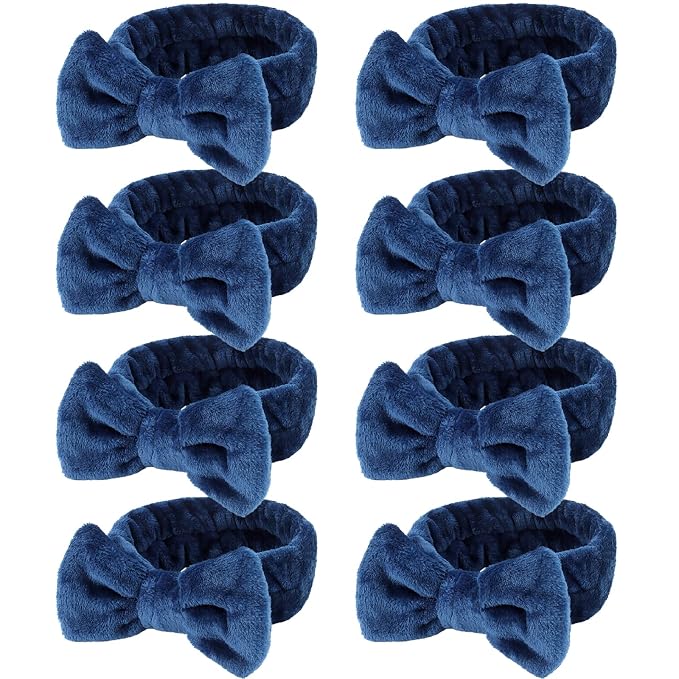 Ondder Spa Headband for Washing Face 8 Pack Navy Blue Skincare Headbands for by Ondder