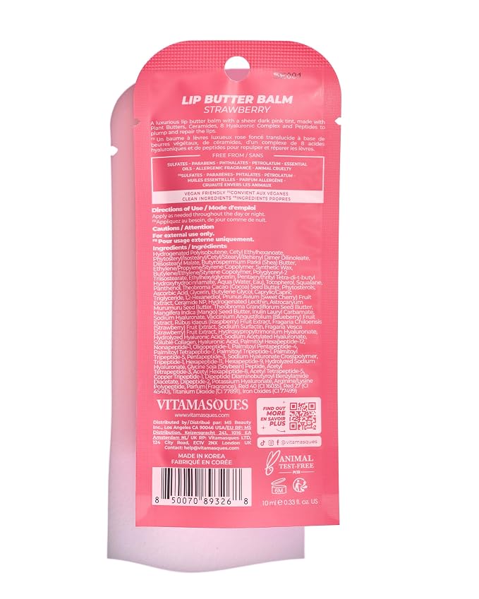 Vitamasques Lip Butter Balm Strawberry, Korean Lip Balm - Image 9