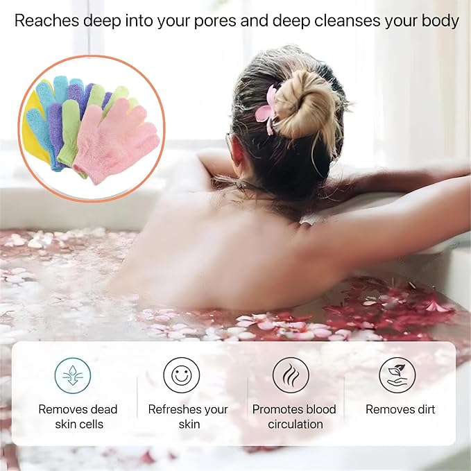 12 Pcs Exfoliating Bath Gloves, Deep Scrubbing Dead Skin Shower Gloves - Image 3
