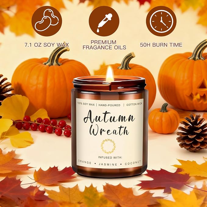 Candles for Home Scented, 6 x 3.5 oz Soy Wax & 150 Hours Long Lasting Fall - Image 3