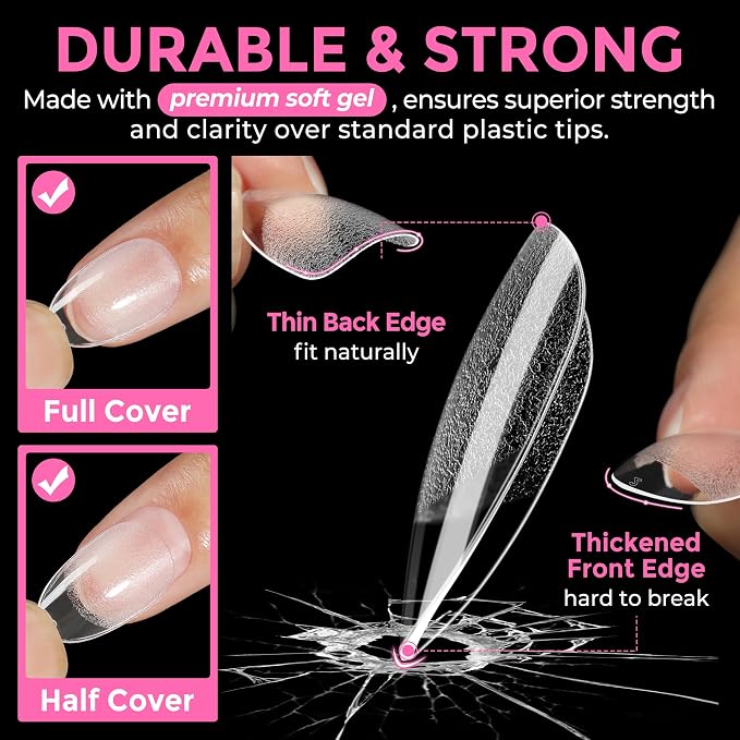 UNA GELLA Short Almond Round Fake Nails 216pcs Almond Press on Nails Pre-shape - Image 5