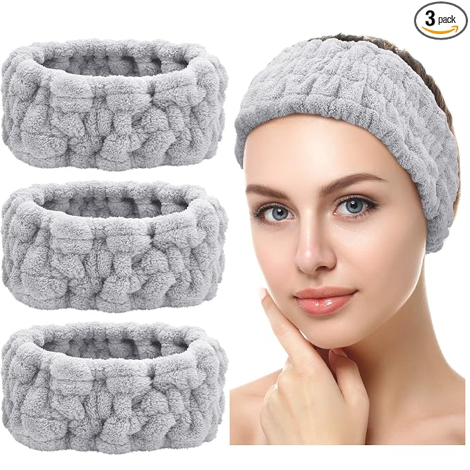 Chuangdi 3 Pieces Spa Headband for Women Facial Makeup Headband Soft Terry by Chuangdi
