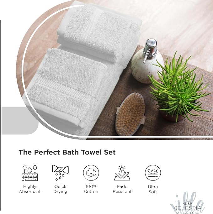 100% Cotton Bath Towel Set of 18-4 Bath Towels, 6 Hand Towels, 8 Wash Cloths - Image 3