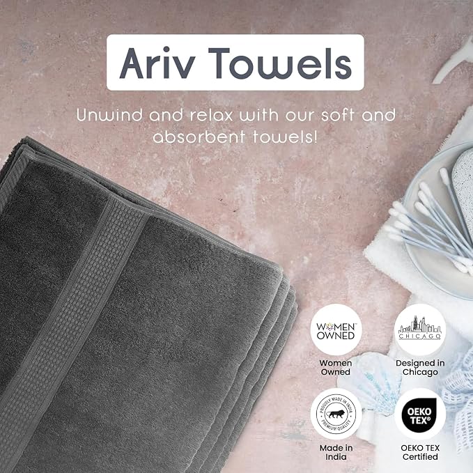 Ariv Premium Bath Towels Pack of 4, 100% Cotton, Super Soft, Highly Absorbent - Image 4