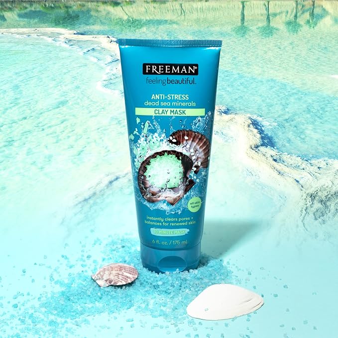 Freeman Anti-Stress Clay Mask, Dead Sea Mineral Face Mask, Lavender & Sea Salt - Image 6