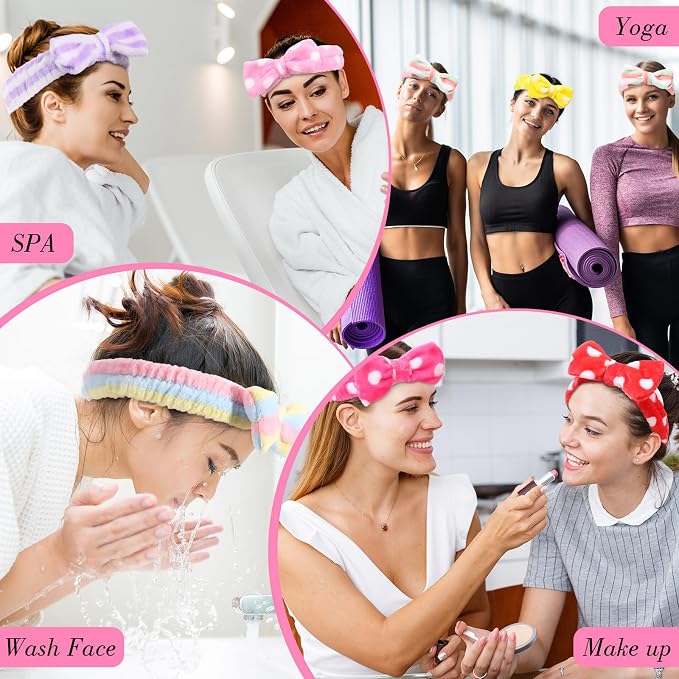 WILLBOND 24 Pieces Spa Headband Bulk Skincare Headbands Face Wash Makeup - Image 6