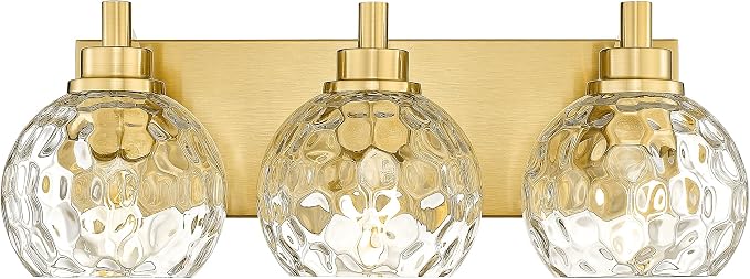 Bathroom Light Fixtures Over Mirror, 3-Light Brushed Gold Vanity Light by Metwet