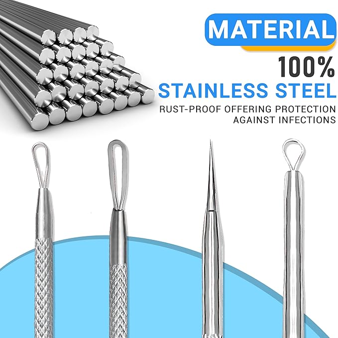 EFAH Care 2Pcs Stainless Steel Pimple Extractor Acne Treatment Tool Surgical - Image 5