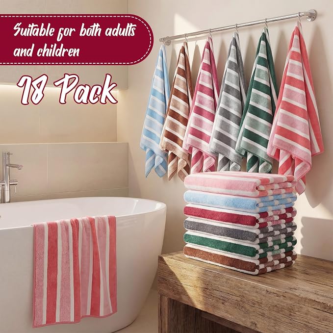 SmoothNovelty 18 Pack Microfiber Bath Towels Bulk 27'' x 60'' Oversized Size - Image 6