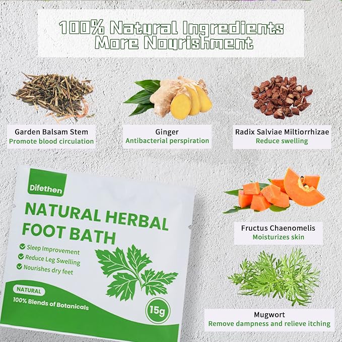 Natural Mugwort/Wormwood Herbal Foot Soak, Lymphatic Ginger Foot Bath Bag - Image 3