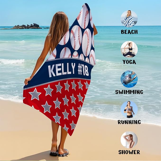 Personalized Beach Towel With Name, Custom Beach Towel with Text, Customized - Image 6