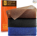3 Pieces African Bath Sponge African Net Long Net Bath Sponge Exfoliating by BuyNow