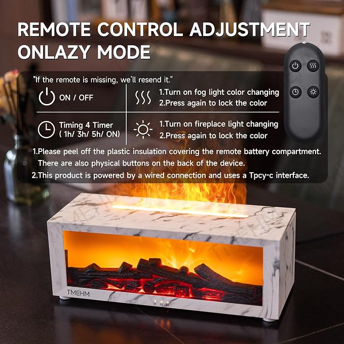 TMEHM Fireplace Flame Air Diffuser Humidifier, 7 Colors Aromatherapy Essential - Image 6