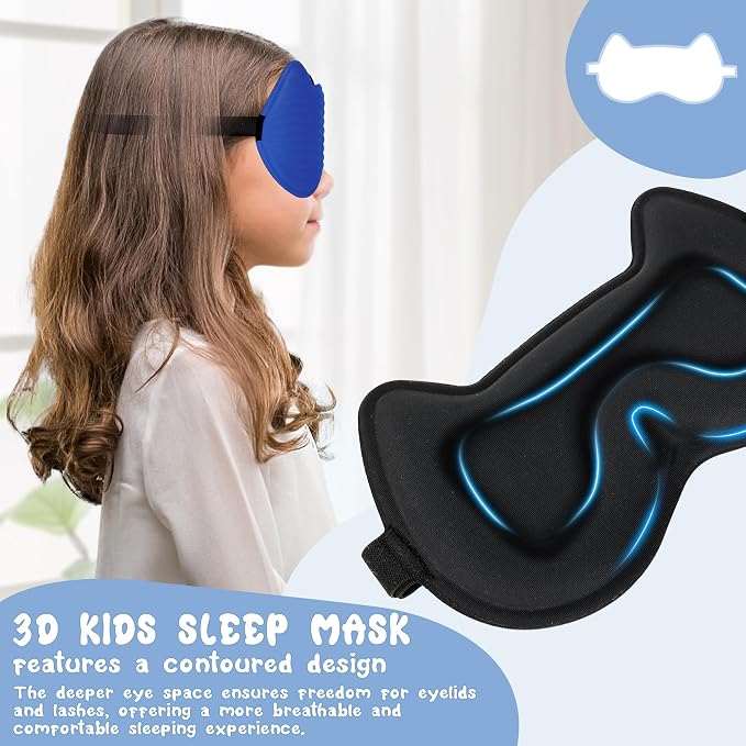 Kids Sleep Mask Eye Mask: 3D Contoured Cup Sleeping Masks, Blindfold - Image 6