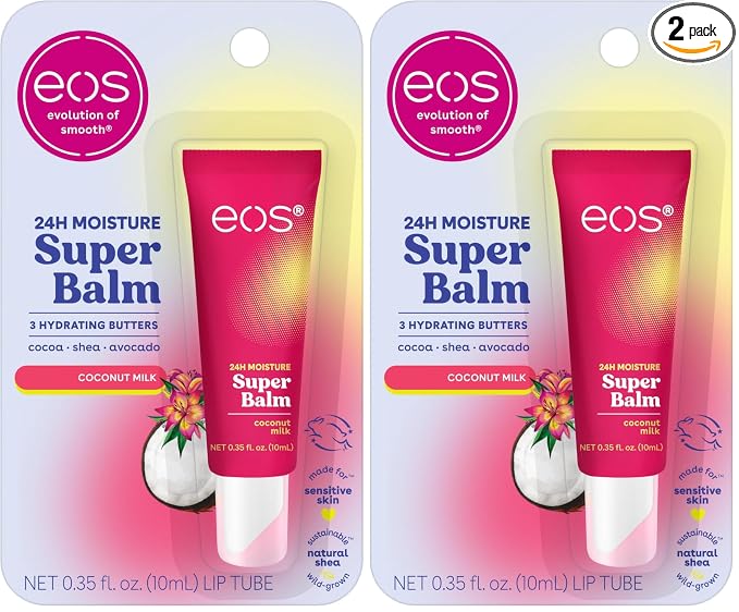 eos 24H Moisture Super Balm- Coconut Milk, Lip Mask, Day or Night Lip Treatment by eosproducts