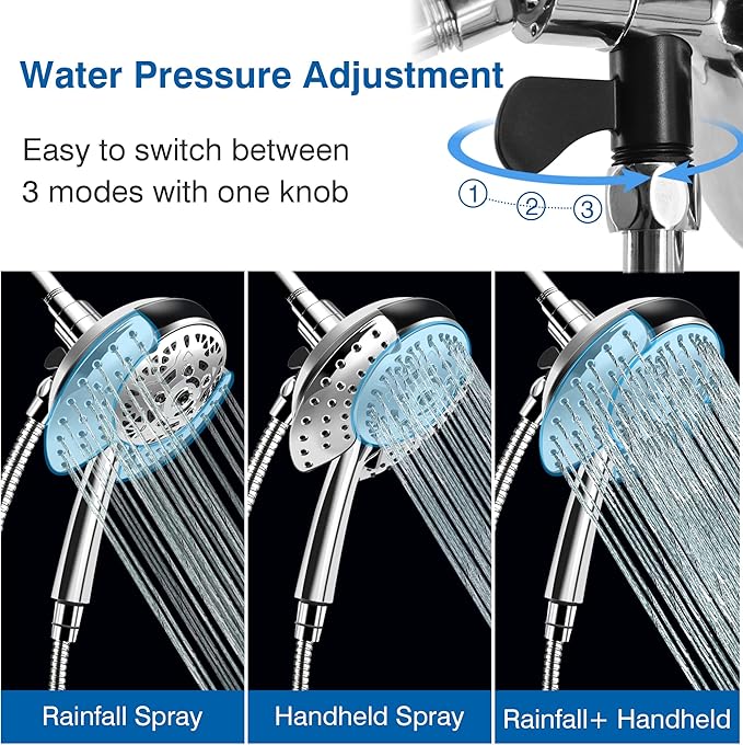 INAVAMZ Shower Heads with Handheld Spray Combo: 7.2" Rain Shower Head & - Image 3