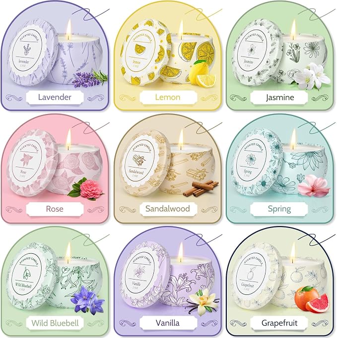 WarmEmbrace Scented Candles, Candle Set of 9, Long-Lasting Candles - Image 3