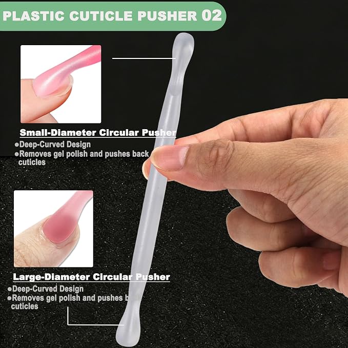 2Pcs Plastic Cuticle Pusher, Dual-end Dead Skin Nail Pusher, Gentle Plastic - Image 3