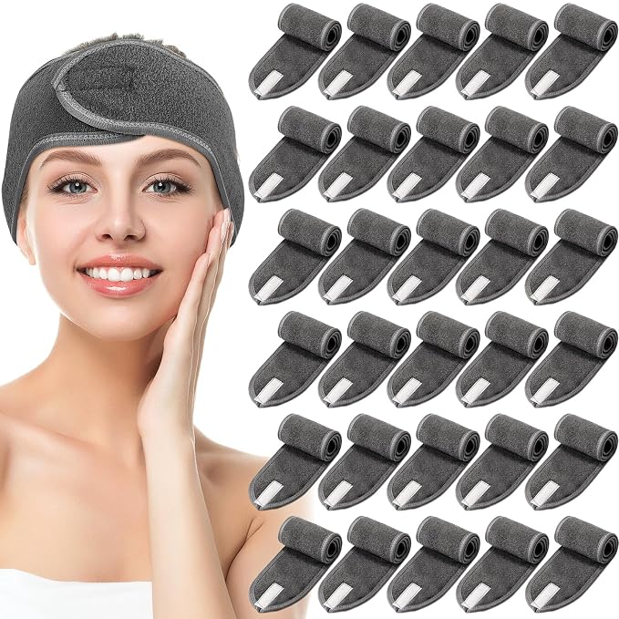 Hoteam 30 Pack Spa Headband Facial Esthetician Hair Wrap by Hoteam