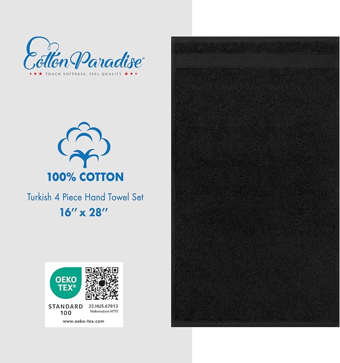Cotton Paradise Hand Towels for Bathroom, 100% Cotton Turkish 4 Piece Hand - Image 4