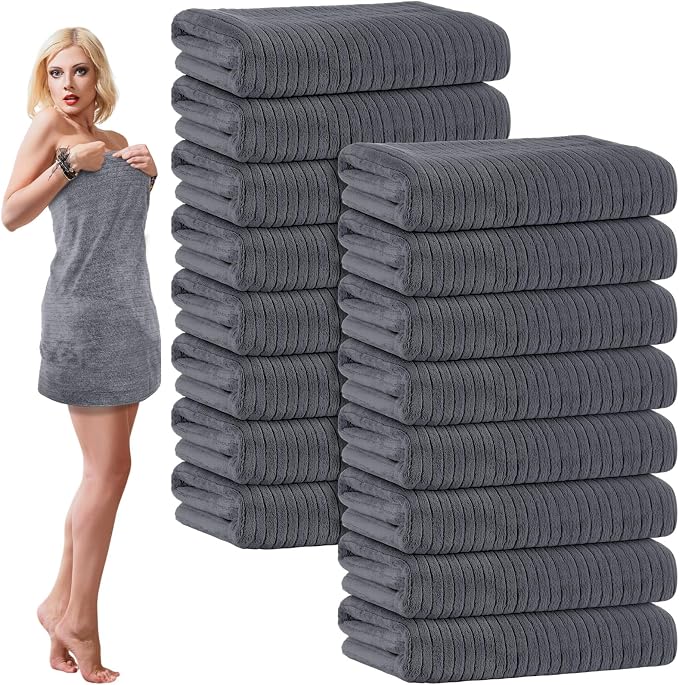 SmoothNovelty 16 Pack Microfiber Bath Towels Bulk 27'' x 60'' Oversized Size by SmoothNovelty