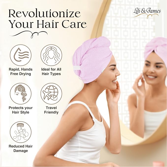 Lili&James 100% Cotton Hair Towel Wrap - Image 6
