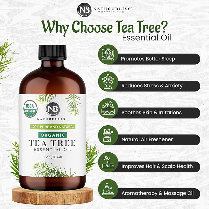 NaturoBliss Organic Tea Tree Essential Oil, 100% Pure Therapeutic Grade - Image 2