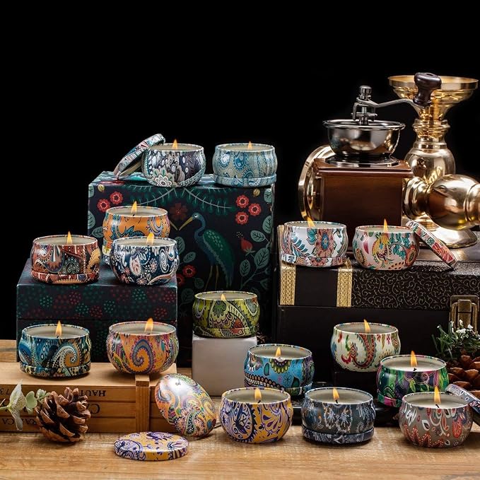 YOROXRG Set 16 Pack Scented Candles Gifts Soy Wax Travel Tin Jar Candles - Image 3