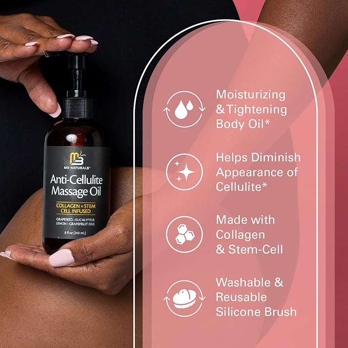 Anti Cellulite Massage Oil and Silicone Body Brush – Collagen and Stem Cell - Image 8