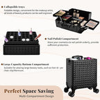 3 in 1 Rolling Makeup Train Case Professional Large Cosmetic Trolley - Image 6