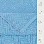 CASA COPENHAGEN Wave Textured 6 Pieces Towel Set- Dusty Blue, 550 GSM 2 Bath - Image 5