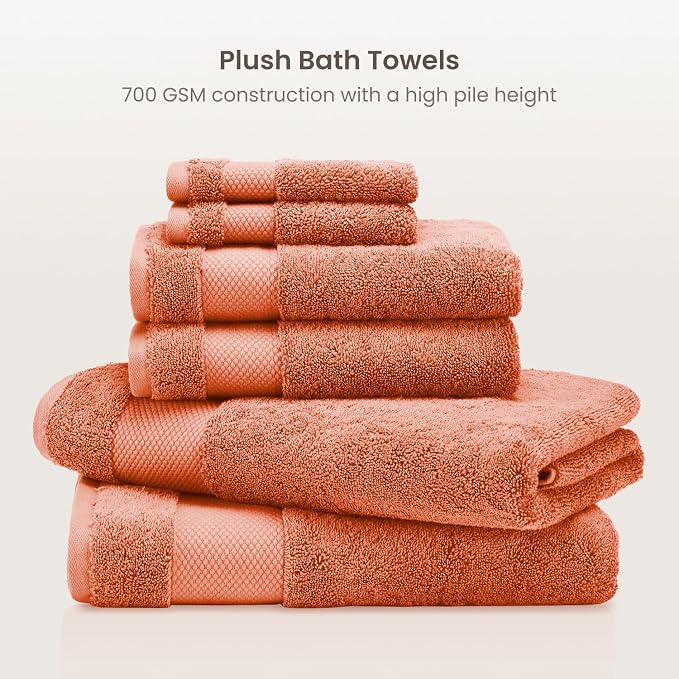 BIOWEAVES 100% Organic Cotton 700 GSM Plush 6-Piece Premium Towel Set GOTS - Image 2